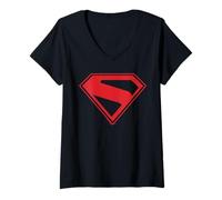 Femme Superman (2025) Mono Color Red Shield T-Shirt avec Col en V