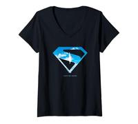 Femme Superman 2025 Movie Cloud Shield T-Shirt avec Col en V