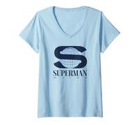 Femme Superman (2025) S World Logo T-Shirt avec Col en V