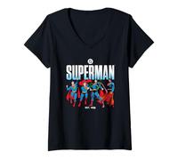 Femme Superman Across The Years Line Up T-Shirt avec Col en V