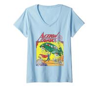 Femme Superman Action Comics T-Shirt avec Col en V