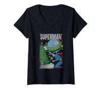 Femme Superman Christmas Around The World T-Shirt avec Col en V