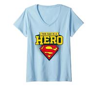 Femme Superman Father's Day This Dad is A Hero T-Shirt avec Col en V