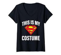 Femme Superman Halloween This is My Costume T-Shirt avec Col en V
