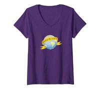 Femme Superman Smallville Daily Planet Logo T-Shirt avec Col en V, Violet, S