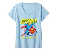 Femme Superman Up Up and Away T-Shirt avec Col en V