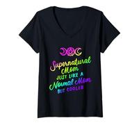 Femme Supernatural Maman Comme Une Maman Normale Mais Plus Cool T-Shirt avec Col en V