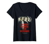 Femme Supernatural Sam Dean Crowley Castiel Between Darkness T-Shirt avec Col en V