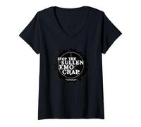Femme Supernatural Stop The Sullen Emo T-Shirt avec Col en V