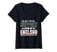 Femme Support Anyone But England Top - Football Anti-Angleterre T-Shirt avec Col en V