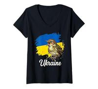 Femme Support de Drapeau ukrainien rossignol T-Shirt avec Col en V