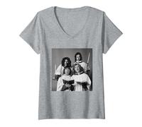 Femme Support de Noël avec Inscription « Merry Xmas Everybody » T-Shirt avec Col en V