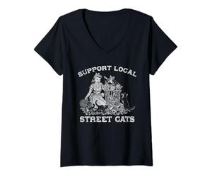 Femme Support Local Street Cats - Femme rétro avec Chatons errants T-Shirt avec Col en V