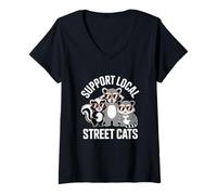 Femme Support Local Street Cats Refuge Protection Des Animaux Amis T-Shirt avec Col en V