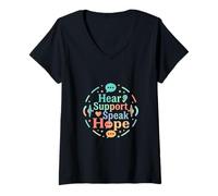 Femme Support pour Entendre Parler l'espoir T-Shirt avec Col en V