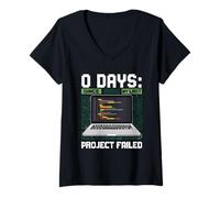 Femme Support Technique 0 Jours Depuis Que Mon Dernier Projet A T-Shirt avec Col en V