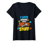 Femme Support Technique Support Technique Assistance équipe IT Pro Sysadmin MSP T-Shirt avec Col en V
