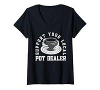 Femme Support Your Local Pot Dealer T-Shirt avec Col en V