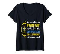 Femme Supporter De Clermont Cadeau Rugby Supporter Clermontois T-Shirt avec Col en V