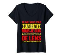 Femme Supporter De Lens Humour Football Cadeau Supporter Lensois T-Shirt avec Col en V
