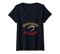 Femme Supporter de l'USAP T-Shirt avec Col en V