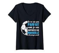 Femme Supporter De Marseille Humour Football Cadeau Marseillais T-Shirt avec Col en V