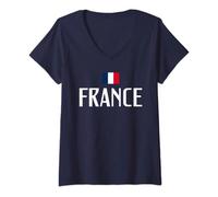Femme Supporter Français Foot & Sports Équipe France Cadeau Bleus T-Shirt avec Col en V