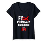 Femme Supporter l'éducation Physique par Un Guerrier de Sensibilisation à l'embolie pulmonaire T-Shirt avec Col en V