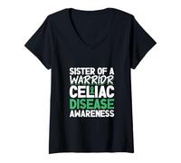 Femme Sœur d'un guerrier de la maladie cœliaque T-Shirt avec Col en V