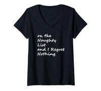 Femme sur la liste des méchants et Je ne Regrette Rien d'amusant T-Shirt avec Col en V