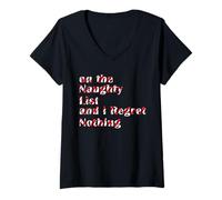 Femme sur la liste des méchants et Je ne Regrette Rien T-Shirt avec Col en V