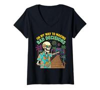 Femme sur Mon Chemin pour Prendre de Mauvaises décisions Skeleton T-Shirt avec Col en V