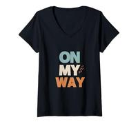 Femme sur Mon Chemin vers Le Paradis et Moi-même T-Shirt avec Col en V