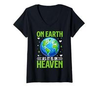 Femme sur Terre comme au Paradis T-Shirt avec Col en V