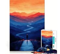 Femme sur Un Chemin de Montagne Puzzle de 1000 pièces pour Adultes Jeu de Concentration mentale Découpe de Haute précision Activité Manuelle à Partager en Famille ou Entre Amis (50x75cm)