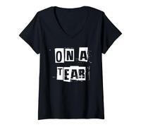 Femme sur Une Larme T-Shirt avec Col en V