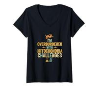 Femme Surchargé de mitochondries défis Science Humour T-Shirt avec Col en V