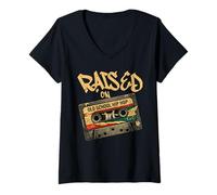 Femme Surélevé sur Le Hip hop Oldschool T-Shirt avec Col en V