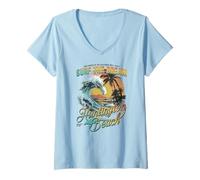 Femme Surfez sur Le rêve Huntington Beach Vintage Wave Art T-Shirt avec Col en V
