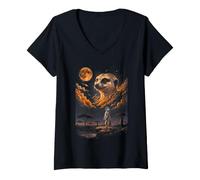 Femme Suricate Suricate Moon African Savanna Stargazer T-Shirt avec Col en V