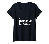 Femme Surmonte la Dúnya - Spiritualité Paix Intérieure T-Shirt avec Col en V