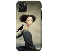 Femme surréaliste avec Corbeau au Bord de la mer Illustration Fantastique Coque pour iPhone 11 Pro Max