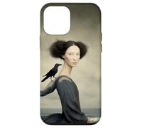 Femme surréaliste avec Corbeau au Bord de la mer Illustration Fantastique Coque pour iPhone 12 Mini