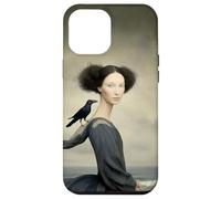Femme surréaliste avec Corbeau au Bord de la mer Illustration Fantastique Coque pour iPhone 12 Pro Max