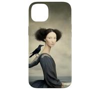 Femme surréaliste avec Corbeau au Bord de la mer Illustration Fantastique Coque pour iPhone 14 Plus
