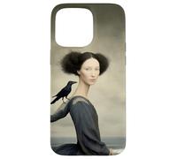 Femme surréaliste avec Corbeau au Bord de la mer Illustration Fantastique Coque pour iPhone 15 Pro Max