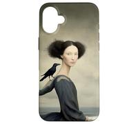 Femme surréaliste avec Corbeau au Bord de la mer Illustration Fantastique Coque pour iPhone 16 Plus