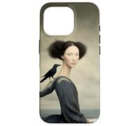 Femme surréaliste avec Corbeau au Bord de la mer Illustration Fantastique Coque pour iPhone 16 Pro
