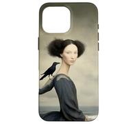 Femme surréaliste avec Corbeau au Bord de la mer Illustration Fantastique Coque pour iPhone 16 Pro Max