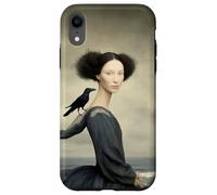 Femme surréaliste avec Corbeau au Bord de la mer Illustration Fantastique Coque pour iPhone XR